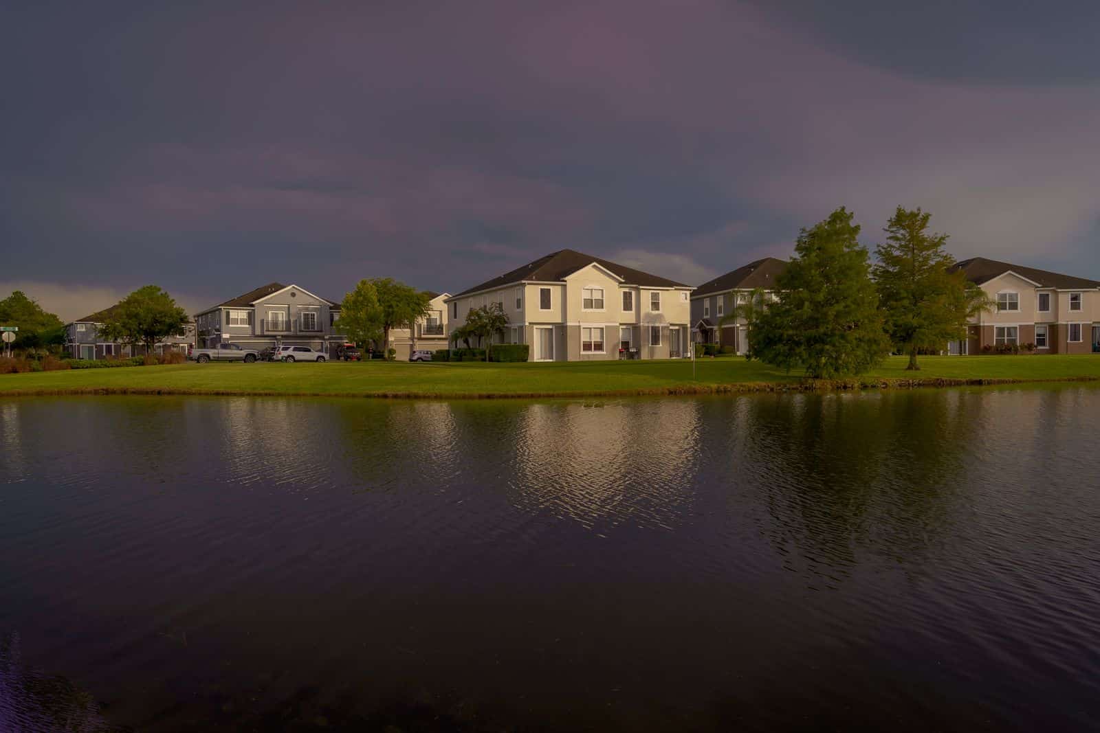 Florida lakefront homes seen from across the water