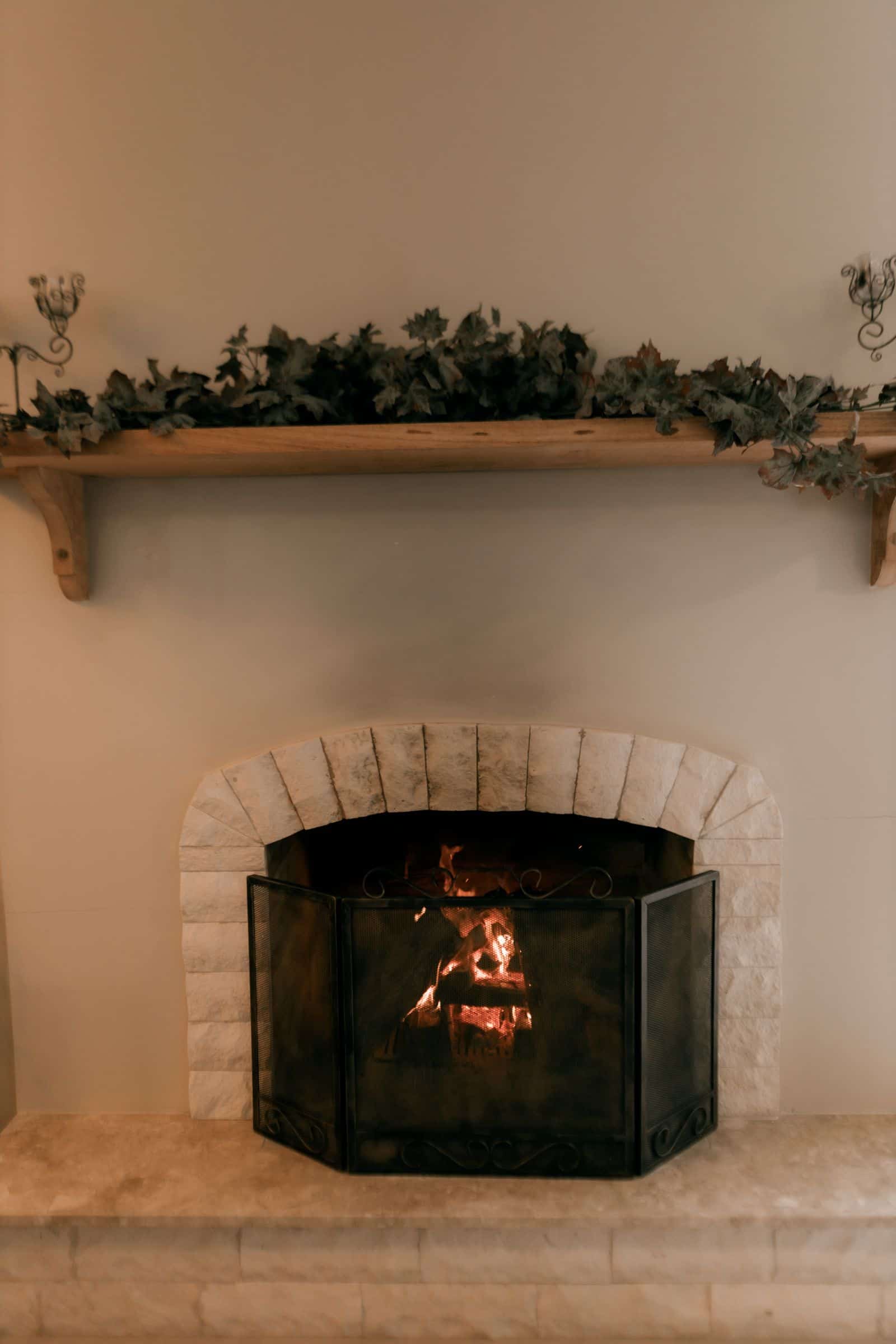 An elegant fireplace mantel in a formal room
