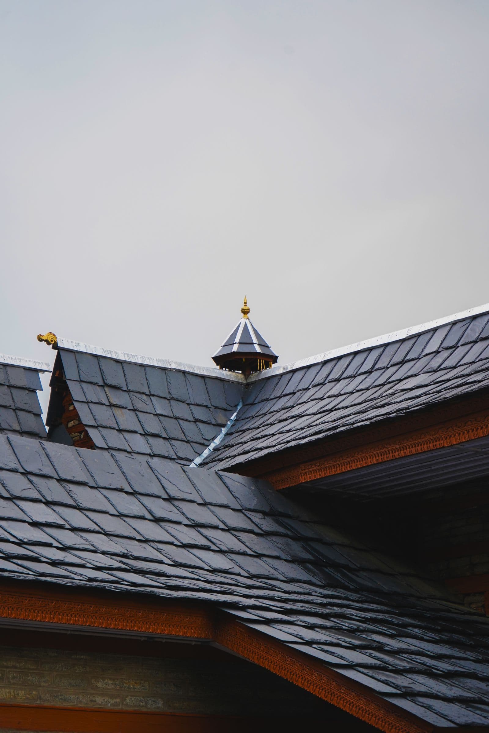 Architectural shingles on a pitched roof